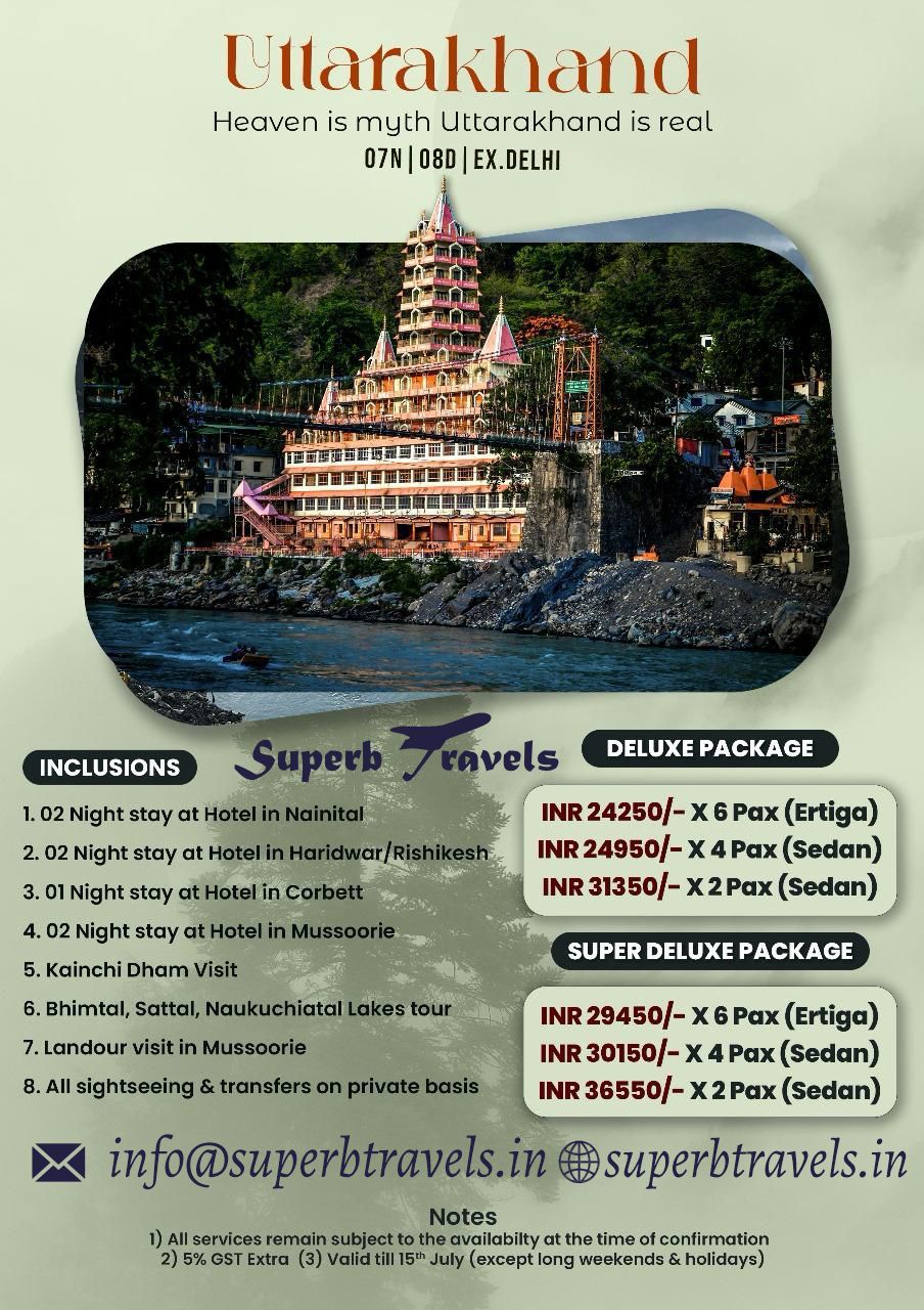 uttarakhand semi deluxe tour with superb travels moradabad
