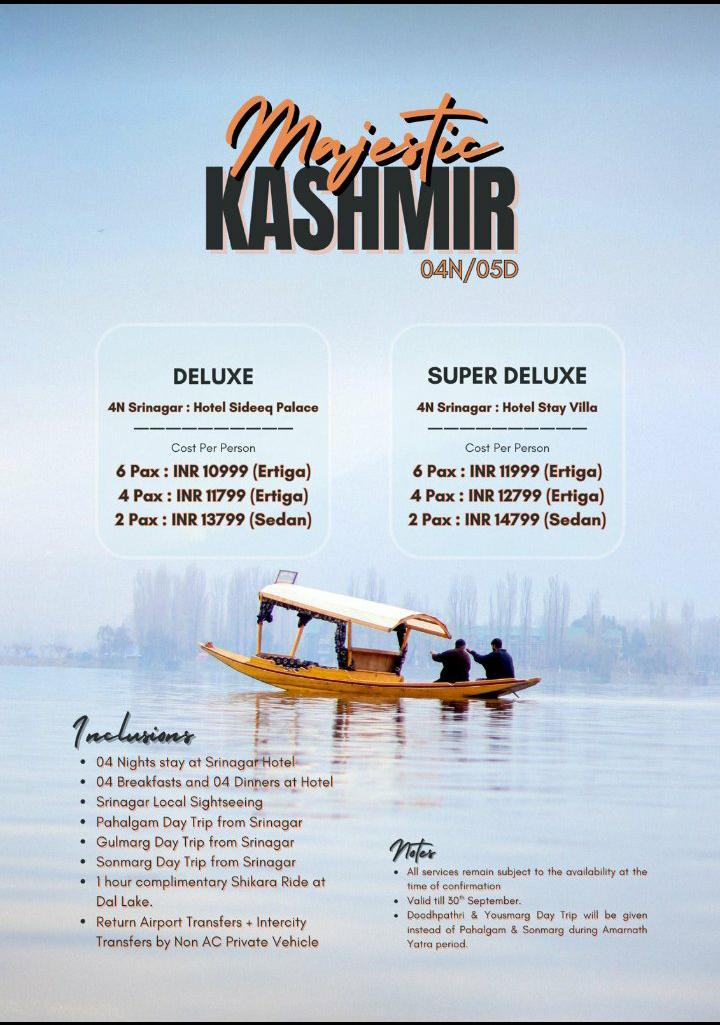 majestic kashmir tour with superb travels moradabad
